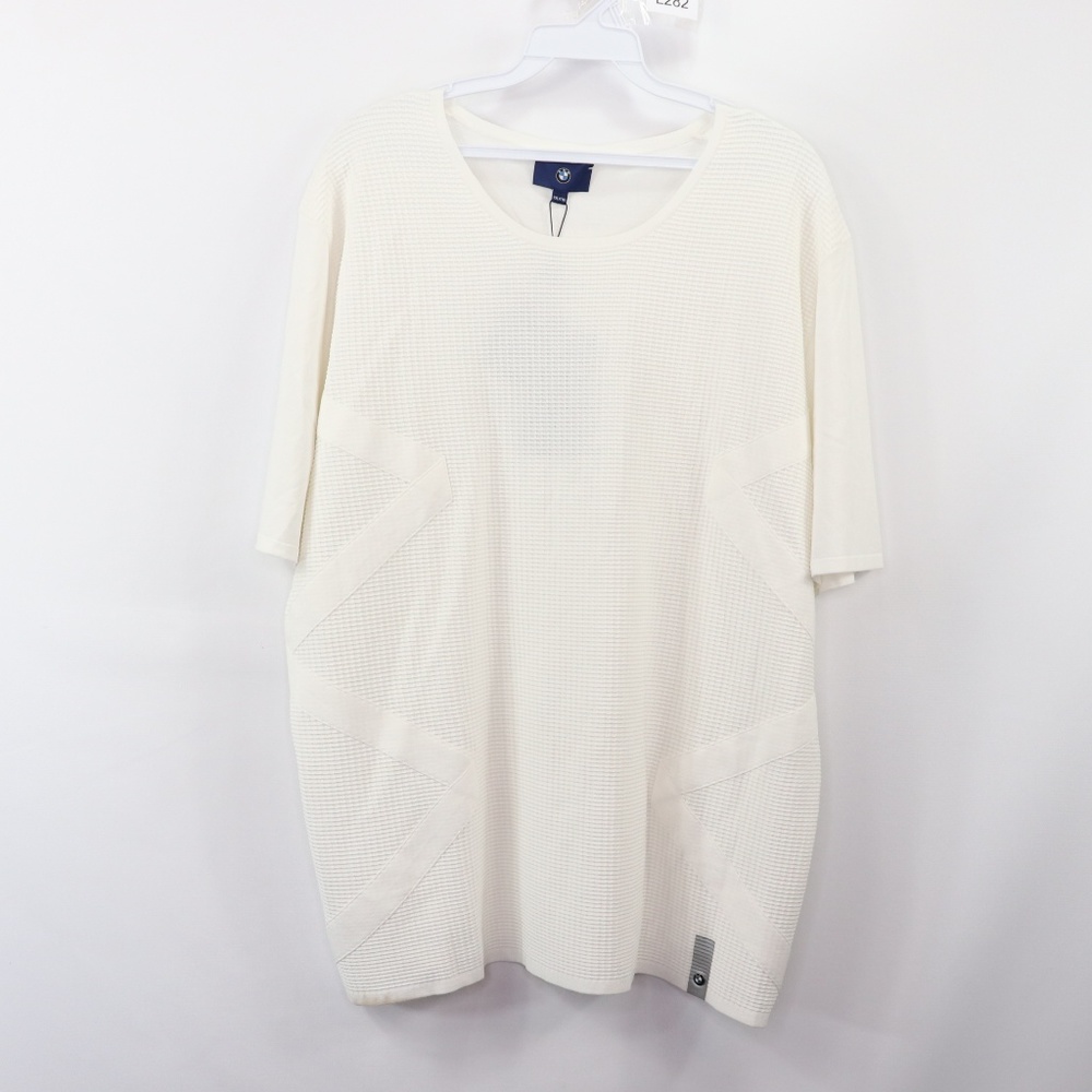 New BMW Mens 2XL Waffle Knit Spell Out Shirt Cream
